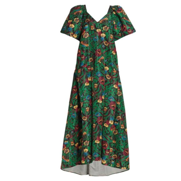 L Double J | Size M | Boom Green Floral Floor Length Gown w/ Pockets | ($1,150) - Picture 3 of 11